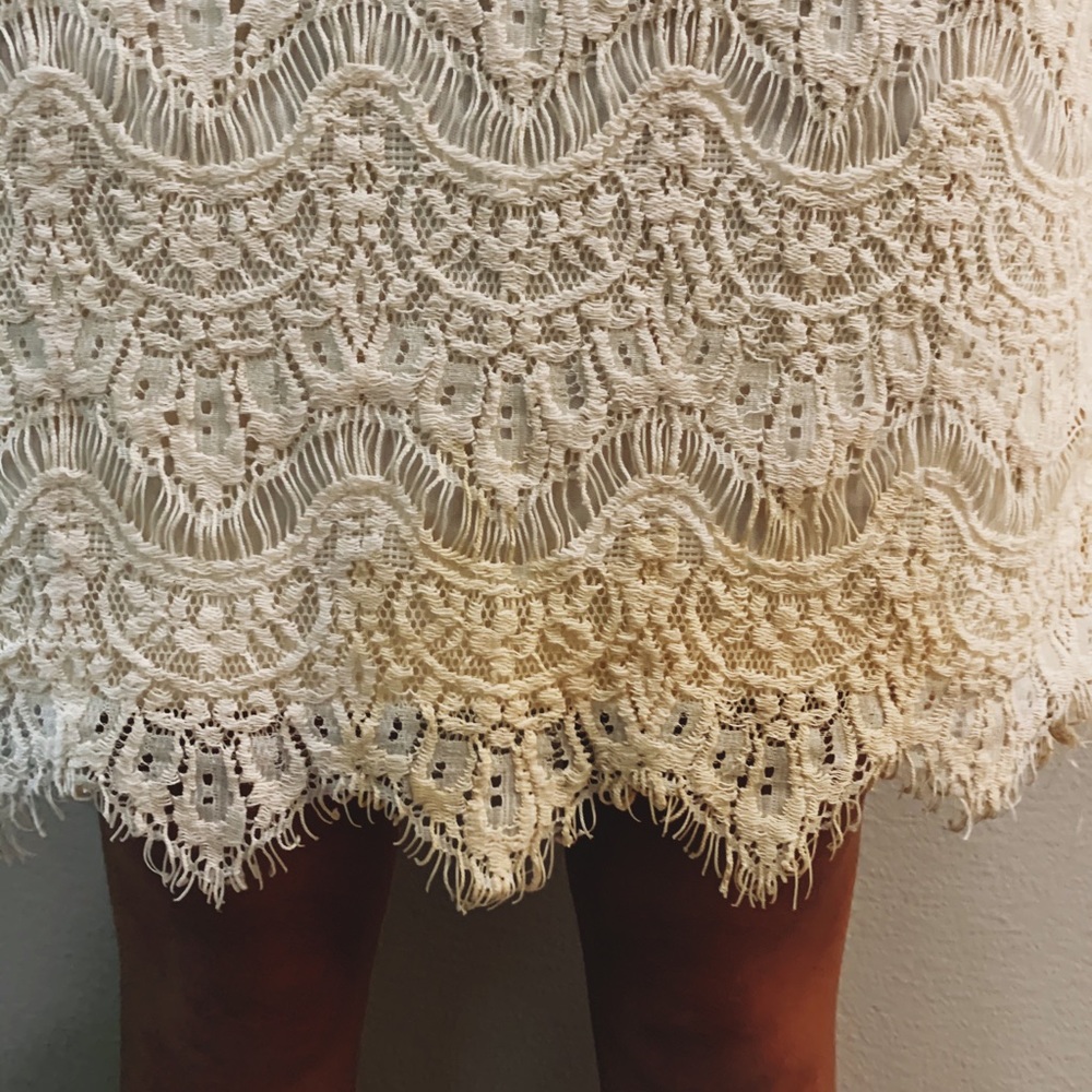 Cream lace mid length dress